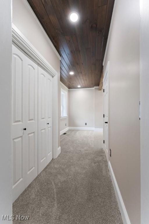 638 High St, Wooster, OH 44691 - hall featuring wooden ceiling, carpet floors, and recessed lighting