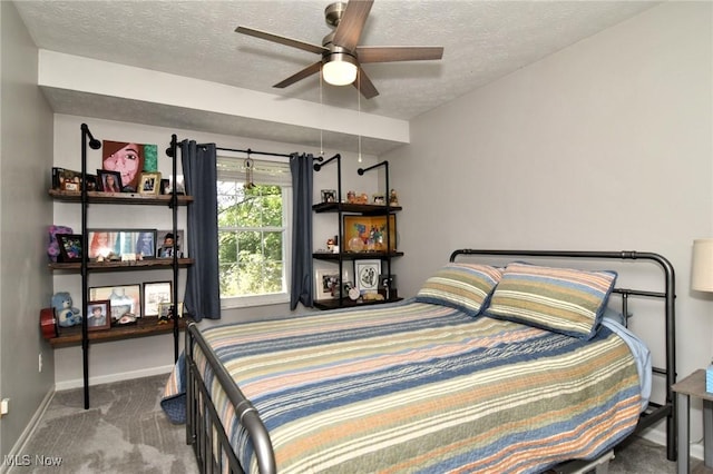 4914 Independence Cir Unit D, Stow, OH 44224 - carpeted bedroom featuring a textured ceiling and ceiling fan