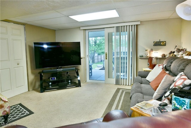2555 Walnut St, Girard, OH 44420 - carpeted living area featuring a drop ceiling