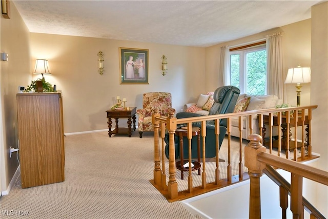 2555 Walnut St, Girard, OH 44420 - carpeted living area with a textured ceiling