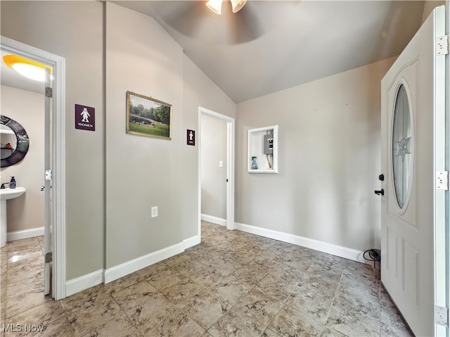12147 Gladstone Rd SW, North Jackson, OH 44451 - entryway with lofted ceiling and ceiling fan