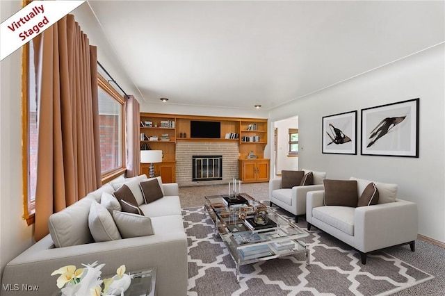 853 Almasy Dr, Campbell, OH 44405 - living room with carpet flooring and a fireplace