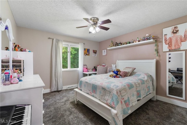2715 Eastwood Dr, Wooster, OH 44691 - bedroom featuring carpet, a ceiling fan, and a textured ceiling