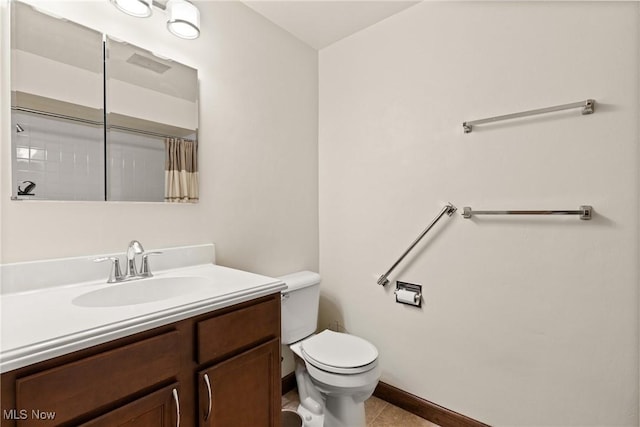 4134 Brightway St, Weirton, WV 26062 - bathroom with vanity, tile patterned floors, and a shower with shower curtain