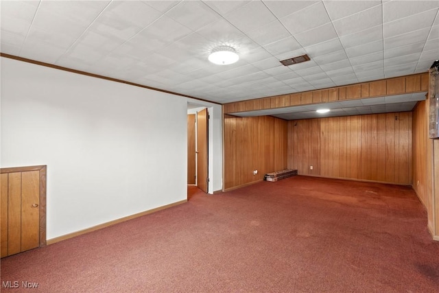 4134 Brightway St, Weirton, WV 26062 - finished basement with carpet flooring, wood walls, and crown molding