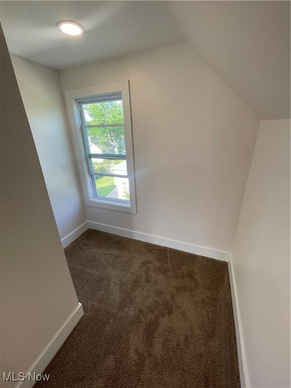 3363 E 125th St, Cleveland, OH 44120 - additional living space featuring dark carpet and vaulted ceiling