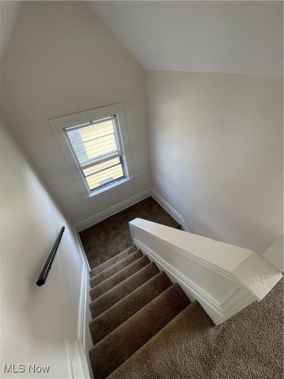 3363 E 125th St, Cleveland, OH 44120 - stairs with carpet flooring and vaulted ceiling