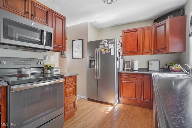 1300 Andrew Ave, Salem, OH 44460 - kitchen featuring stainless steel appliances, light wood-type flooring, and dark countertops