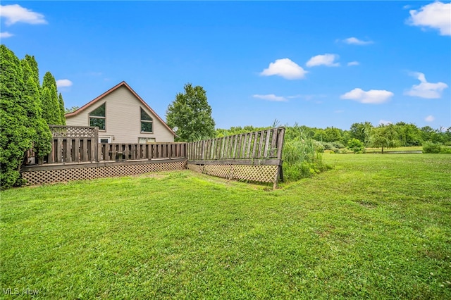 5050 Middle Rd, Conneaut, OH 44030 - view of green lawn with a deck