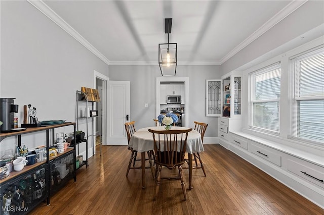 14317-14319 Bayes Ave, Lakewood, OH 44107 - dining space featuring crown molding and dark wood-style floors