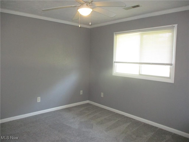 7527 Tamkrist Trl, Conneaut, OH 44030 - carpeted spare room featuring ornamental molding and a ceiling fan