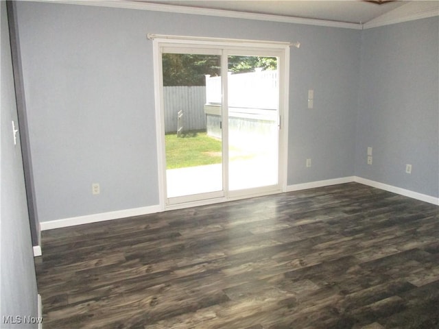 7527 Tamkrist Trl, Conneaut, OH 44030 - unfurnished room featuring crown molding and dark wood-style flooring