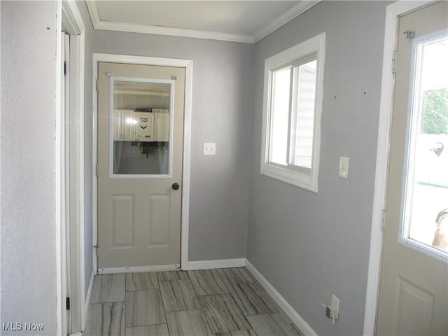 7527 Tamkrist Trl, Conneaut, OH 44030 - entryway with baseboards and crown molding