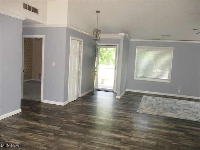 7527 Tamkrist Trl, Conneaut, OH 44030 - foyer entrance featuring crown molding and dark wood-style floors