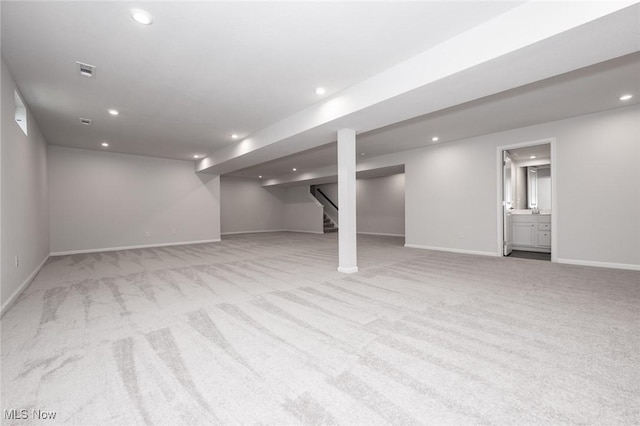 1637 Duncan Way, Streetsboro, OH 44241 - finished basement with carpet flooring, recessed lighting, and stairs