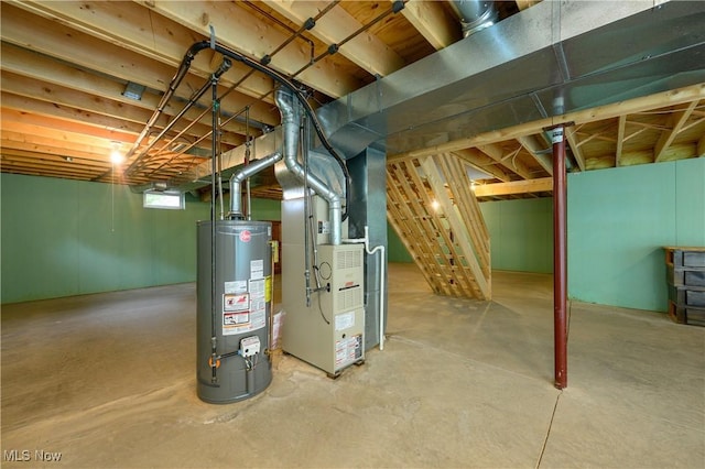 103 Beech St, Doylestown, OH 44230 - unfinished below grade area featuring gas water heater and heating unit