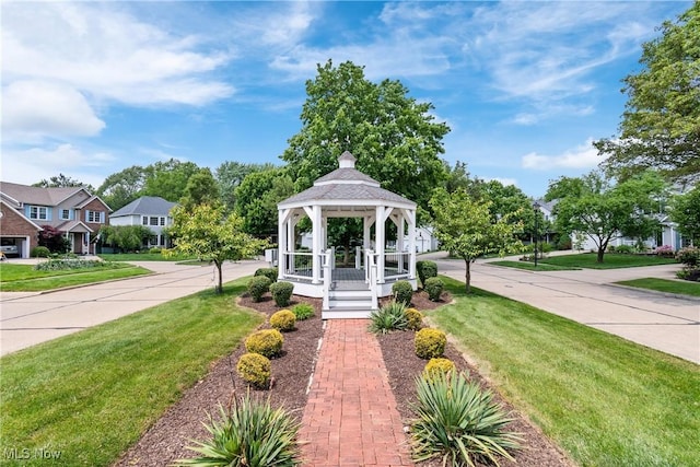 525 Bishop Pl, Berea, OH 44017 - surrounding community with a gazebo, a yard, and a residential view