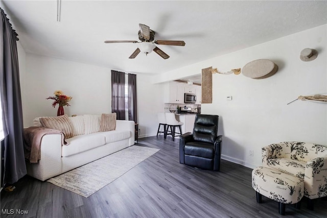 162 N Beverly Ave, Youngstown, OH 44515 - living room with ceiling fan and dark wood finished floors