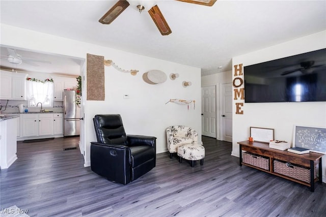 162 N Beverly Ave, Youngstown, OH 44515 - living room featuring ceiling fan and dark wood-style flooring