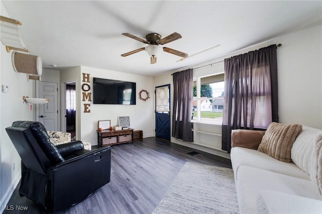 162 N Beverly Ave, Youngstown, OH 44515 - living room featuring wood finished floors and ceiling fan