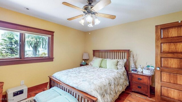 1431 Cedar Point Rd, Sandusky, OH 44870 - bedroom with wood finished floors and a ceiling fan
