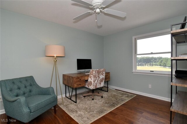 11919 Claridon Troy Rd, Chardon, OH 44024 - office featuring wood finished floors and ceiling fan