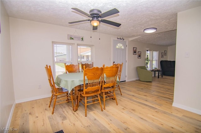 208 Jefferson Blvd, Mingo Junction, OH 43938 - dining room with light wood-style flooring, a textured ceiling, and a ceiling fan
