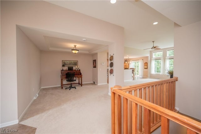 125 Fitch Blvd Unit 263, Austintown, OH 44515 - hallway with recessed lighting, light carpet, and a raised ceiling