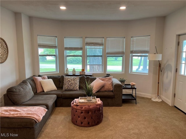 45055 N Ridge Rd, Amherst, OH 44001 - living room featuring healthy amount of natural light, carpet flooring, and recessed lighting