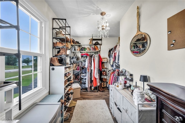 12208 State Route 113, Wakeman, OH 44889 - spacious closet featuring wood finished floors and a chandelier