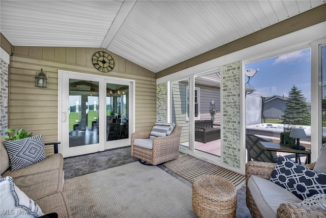 12208 State Route 113, Wakeman, OH 44889 - sunroom featuring a jacuzzi and lofted ceiling