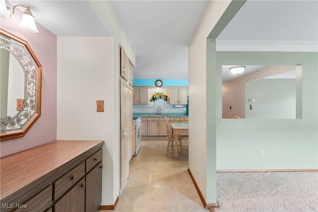 4899 Autumn Ln, Brooklyn, OH 44144 - hall featuring baseboards and a sink