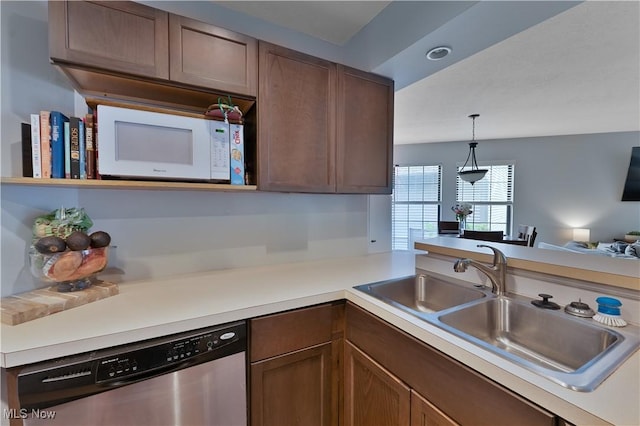 1173 Red Tail Hawk Ct Unit 4, Youngstown, OH 44512 - kitchen with dishwasher, white microwave, light countertops, and a peninsula