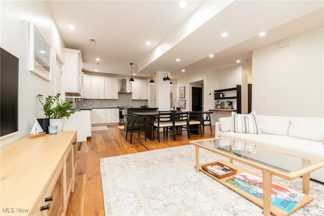 1906 W 47th St, Cleveland, OH 44102 - living room with light wood-type flooring and recessed lighting