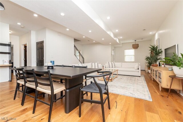 1906 W 47th St, Cleveland, OH 44102 - dining area with light wood-style flooring and recessed lighting