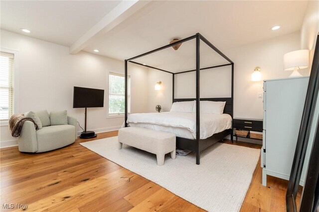 1906 W 47th St, Cleveland, OH 44102 - bedroom featuring wood finished floors, recessed lighting, and beamed ceiling