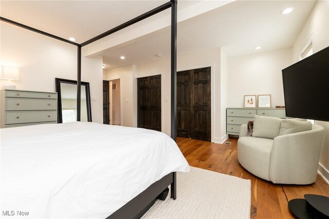 1906 W 47th St, Cleveland, OH 44102 - bedroom featuring wood finished floors, multiple closets, and recessed lighting