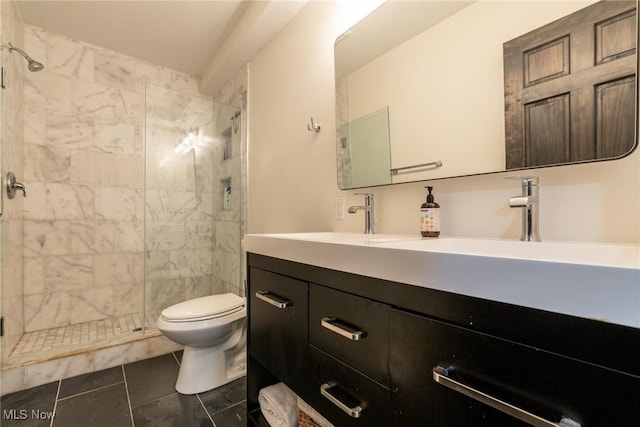 1906 W 47th St, Cleveland, OH 44102 - bathroom with vanity, tiled shower, and tile patterned flooring