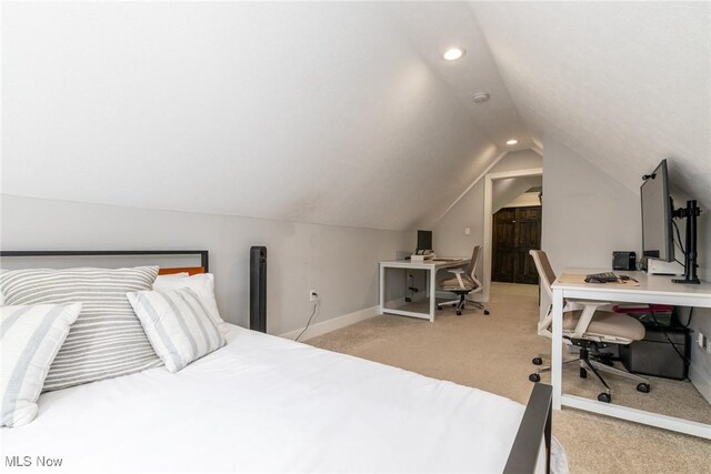 1906 W 47th St, Cleveland, OH 44102 - carpeted bedroom with vaulted ceiling and an office area