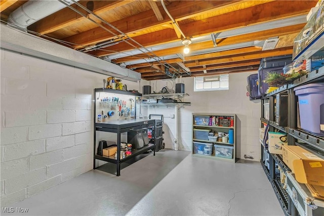 4090 Ridgeview Rd, Cleveland, OH 44144 - below grade area with a workshop area and concrete block wall