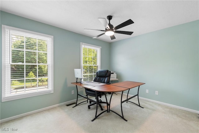 3049 Deercrest Path, Stow, OH 44224 - office with a ceiling fan and carpet flooring
