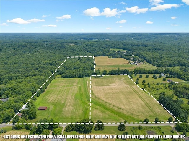 12456 Sheldon Rd, Mantua, OH 44255 - aerial view of sparsely populated area with property boundaries highlighted and a heavily wooded area