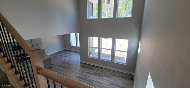 9125 Ledge View Ter, Broadview Heights, OH 44147 - stairs featuring healthy amount of natural light, wood finished floors, and a towering ceiling