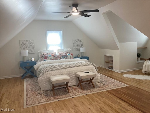 6704 Northcliff Ave, Brooklyn, OH 44144 - bedroom with hardwood / wood-style floors, lofted ceiling, and ceiling fan