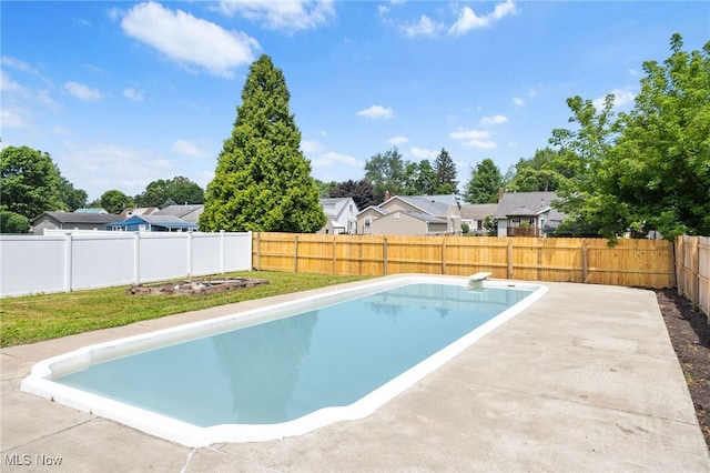 3763 Orchard St, Mogadore, OH 44260 - view of pool with a patio area, a fenced backyard, and a residential view
