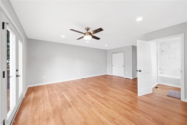 3763 Orchard St, Mogadore, OH 44260 - spare room with a ceiling fan, light wood finished floors, and recessed lighting