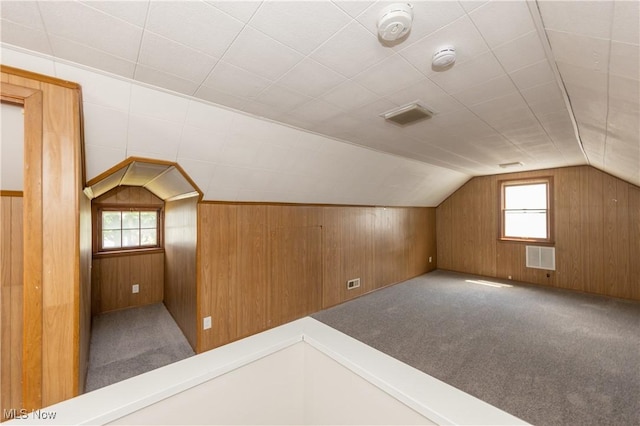 21304 Watson Rd, Maple Heights, OH 44137 - bonus room featuring wooden walls, carpet flooring, and vaulted ceiling