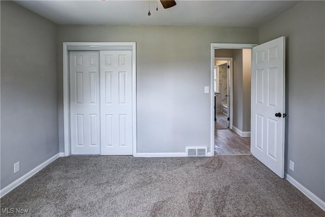 16005 Mendota Ave, Maple Heights, OH 44137 - unfurnished bedroom with carpet floors, a closet, and a ceiling fan