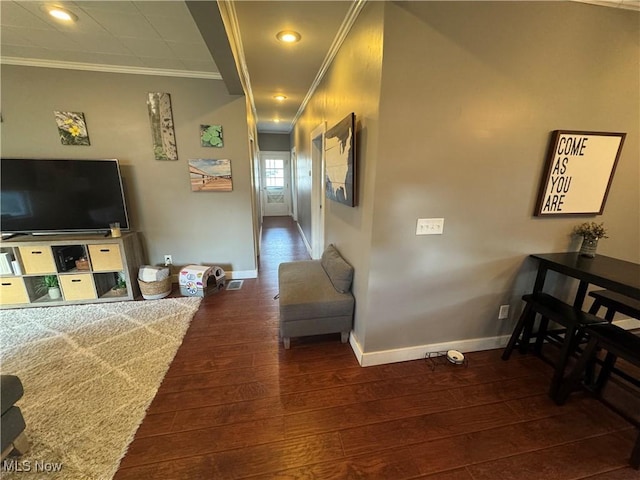 3868 Adams Ave, Shadyside, OH 43947 - living area with ornamental molding, wood-type flooring, and recessed lighting