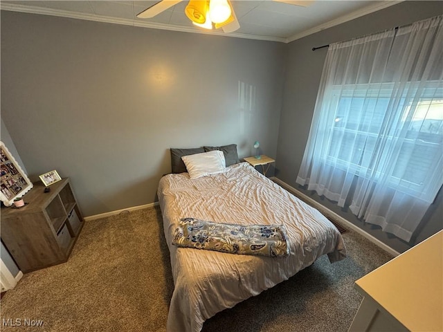 3868 Adams Ave, Shadyside, OH 43947 - carpeted bedroom with crown molding and ceiling fan